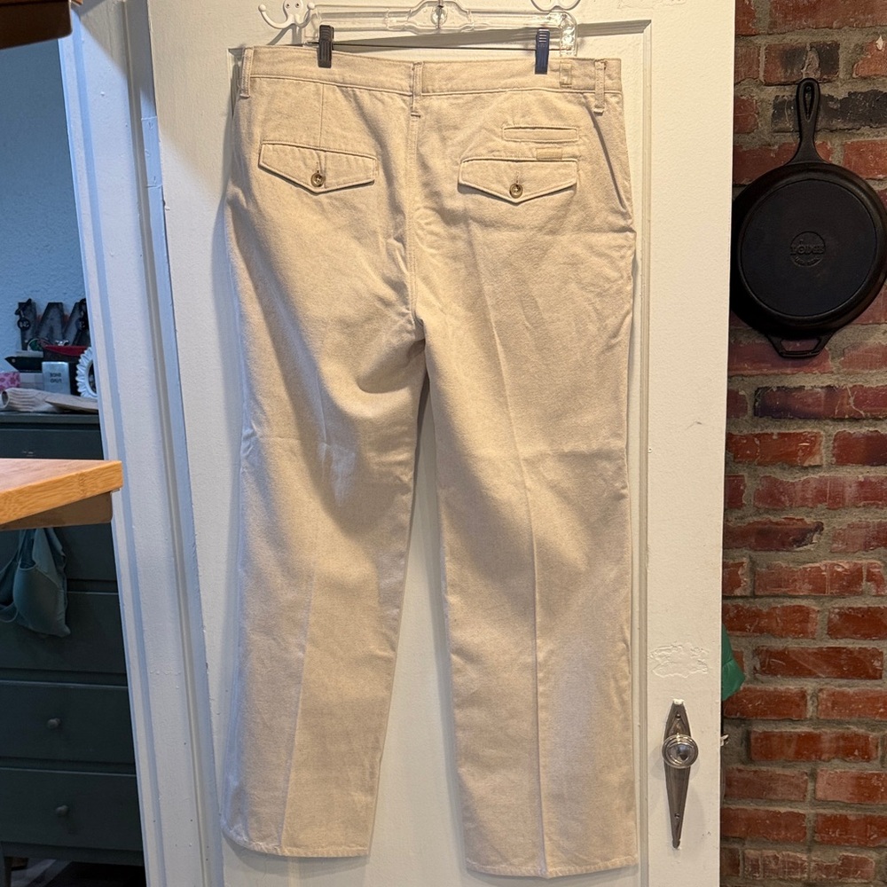 Seven for all mankind Men's Oatmeal cotton linen blend Pants - Picture 5 of 6
